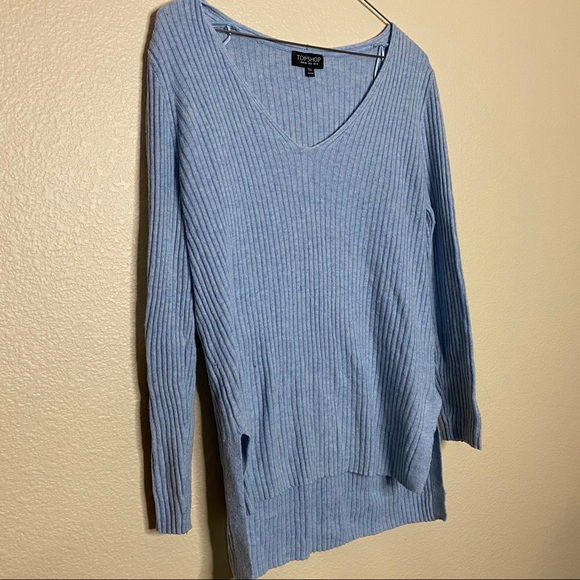 Top Shop Blue Ribbed Knit Sweater Size 6 - Picture 4 of 6